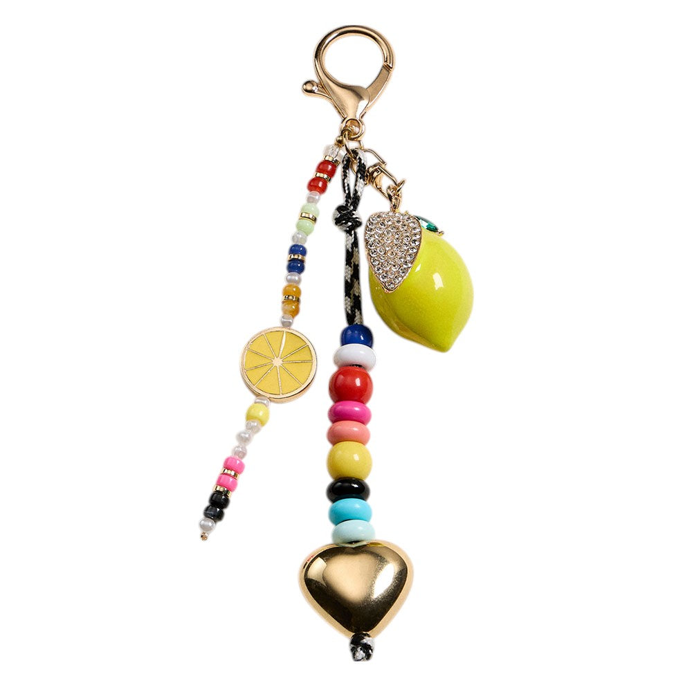 iLLASPARKZ Lemon Charm Accented Beaded Drop Keychain / Bag Charm