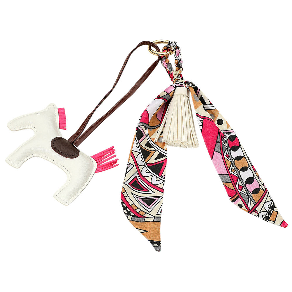 iLLASPARKZ Faux Leather Horse Tassel Scarf Keychain / Bag Charm