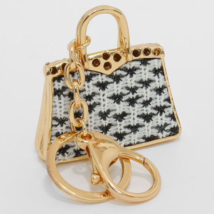 iLLASPARKZ LEOPARD KELLY HANDBAG RHINESTONE KEY RING KEY CHAIN