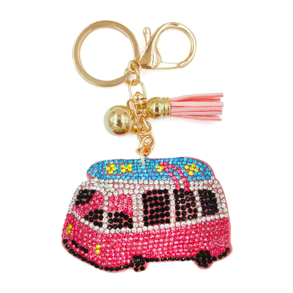 iLLASPARKZ Bling Studded Bus Tassel Keychain