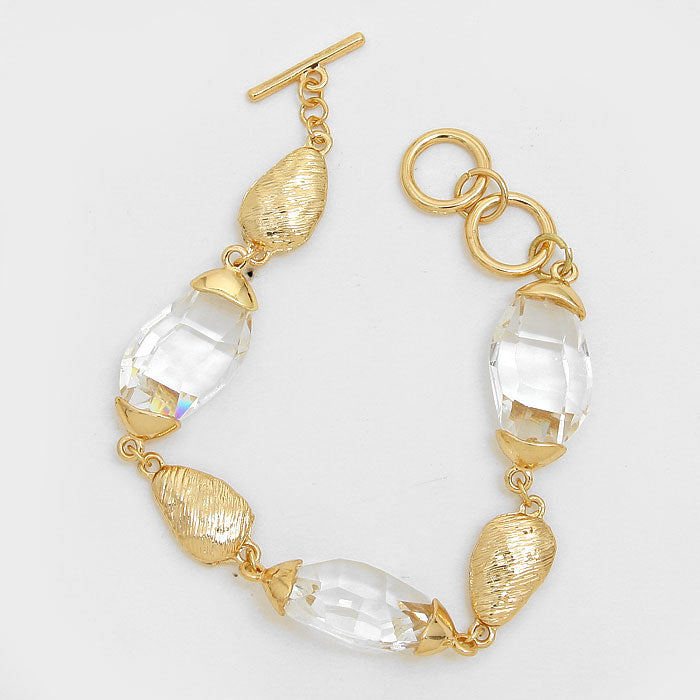 iLLASPARKZ Glass Stone Station Link Bracelet