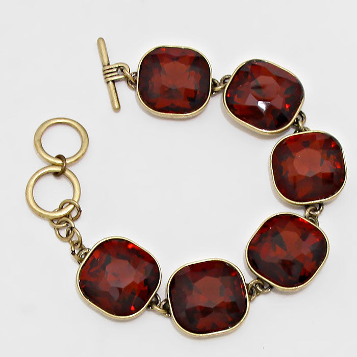 iLLASPARKZ Smoothed Square Rhinestone Link Bracelet