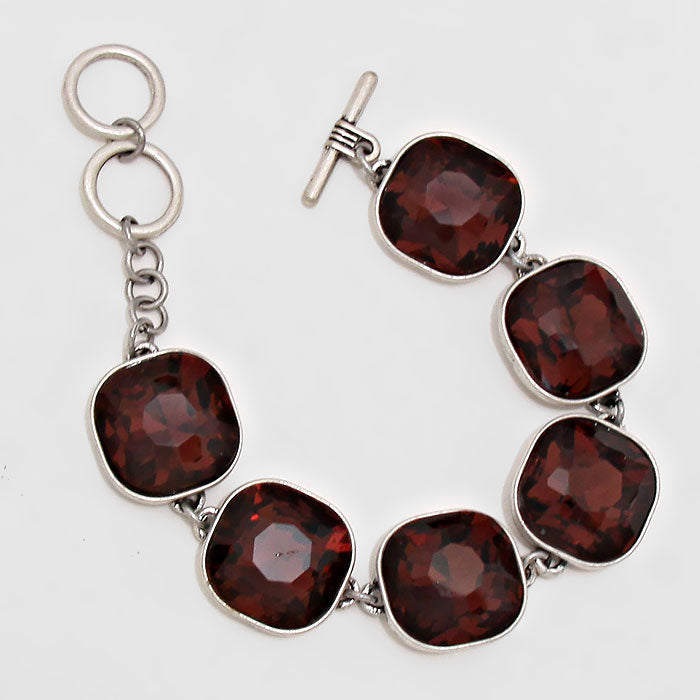 iLLASPARKZ Smoothed Square Rhinestone Link Bracelet