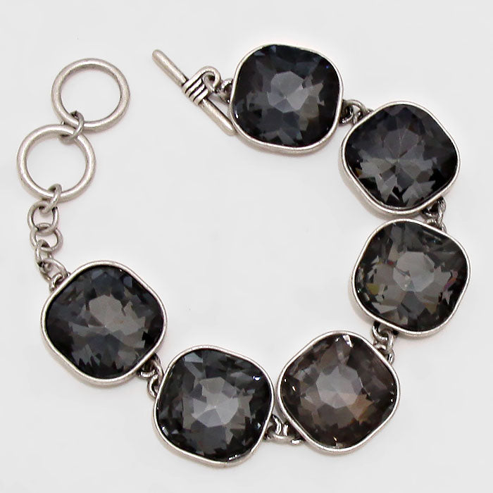 iLLASPARKZ Smoothed Square Rhinestone Link Bracelet