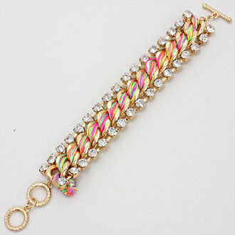 iLLASPARKZ Crystal Accented Woven Link Bracelet