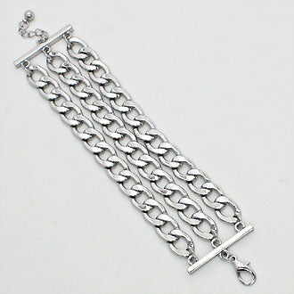iLLASPARKZ Rhodium Triple Link Chain Bracelet