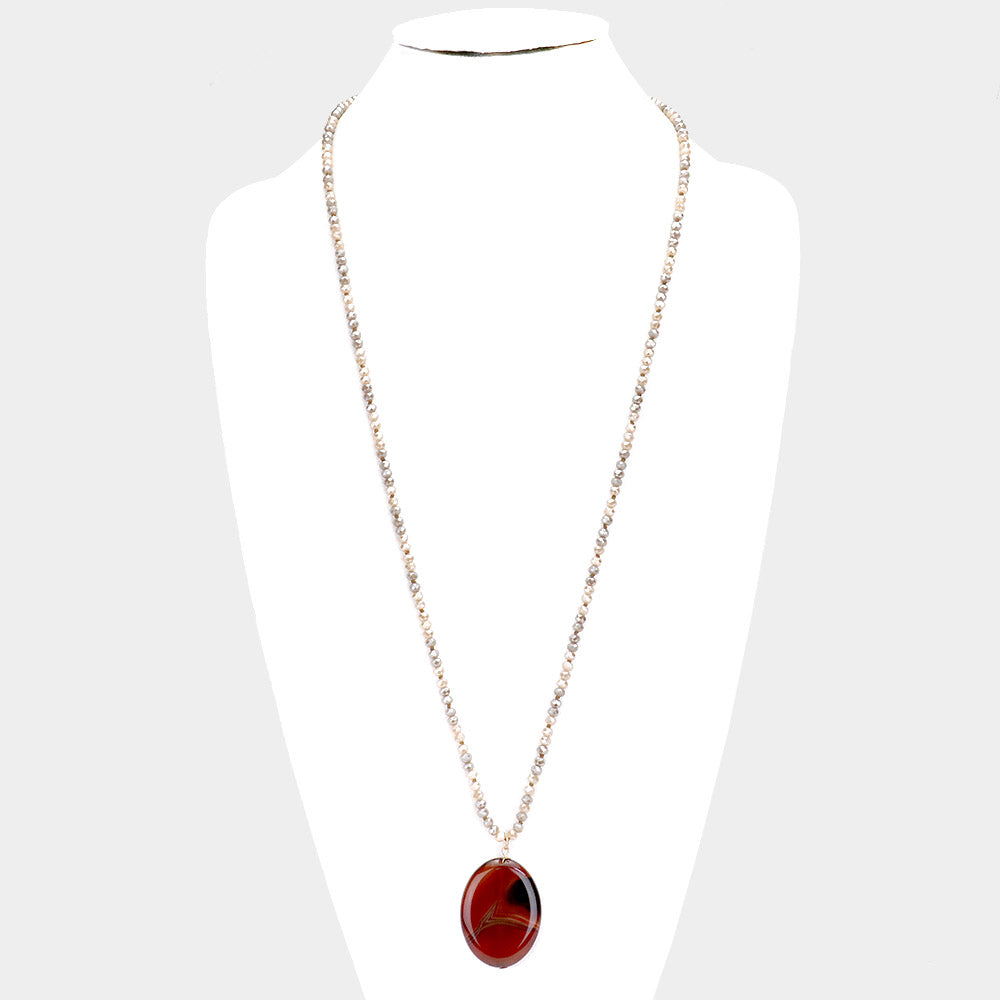 iLLASPARKZ Semi Precious Stone Crystal Bead Long Necklace