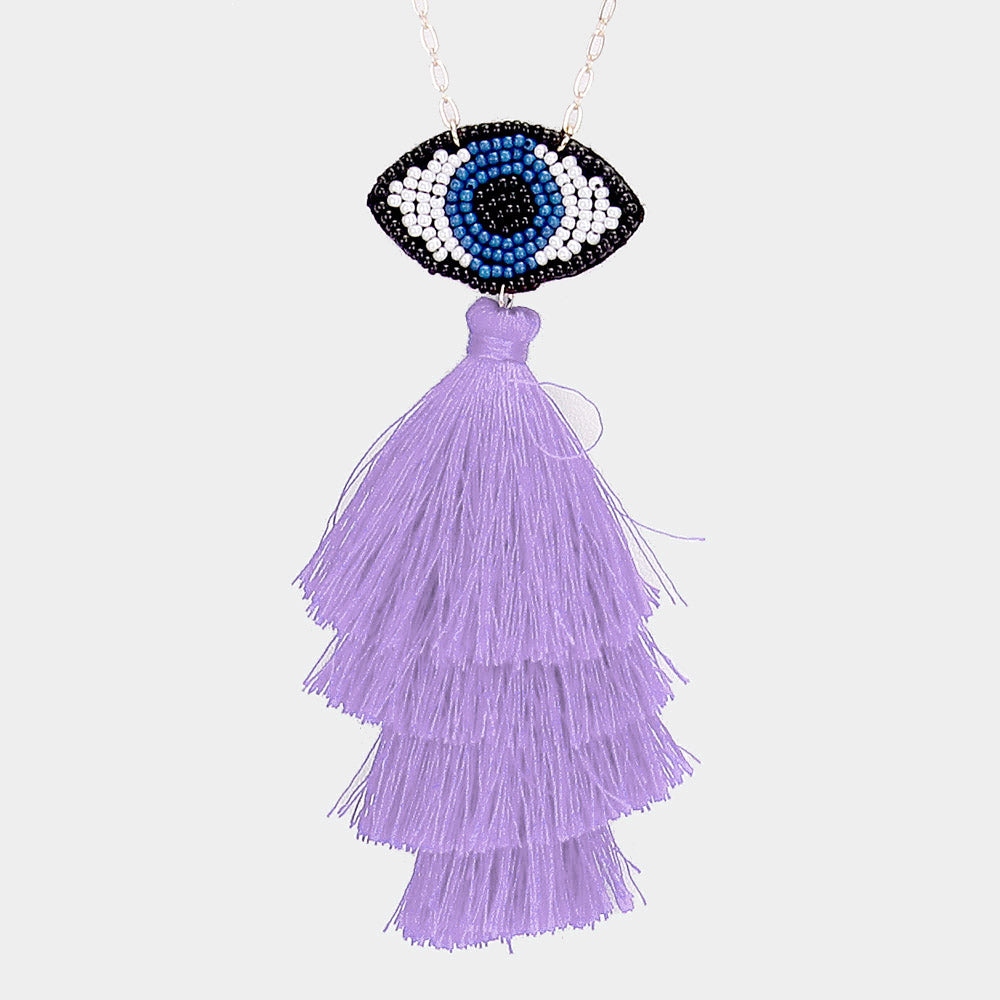 iLLASPARKZ Evil Eye Tassel Long Necklace