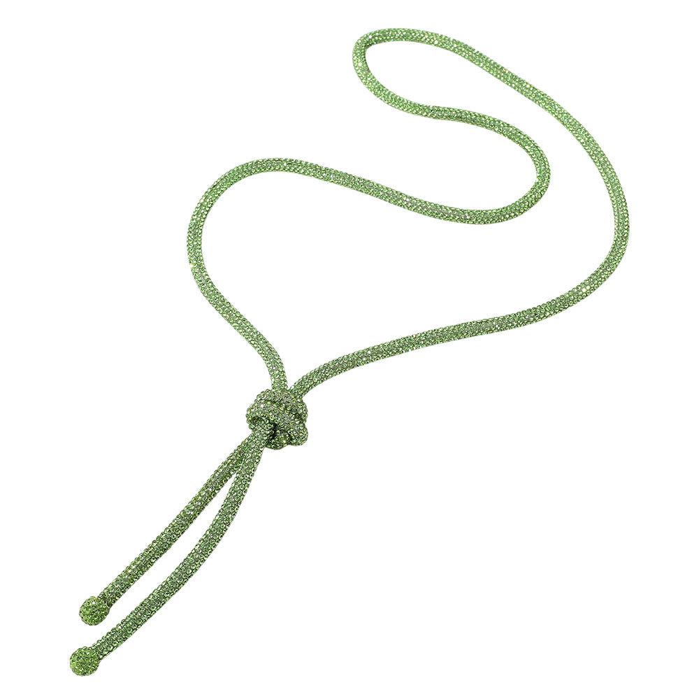 iLLASPARKZ Bling Studded Knot Pointed Long Necklace