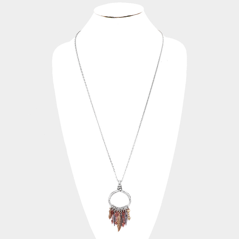 iLLASPARKZ Metal Feather Arrow Pendant Long Necklace