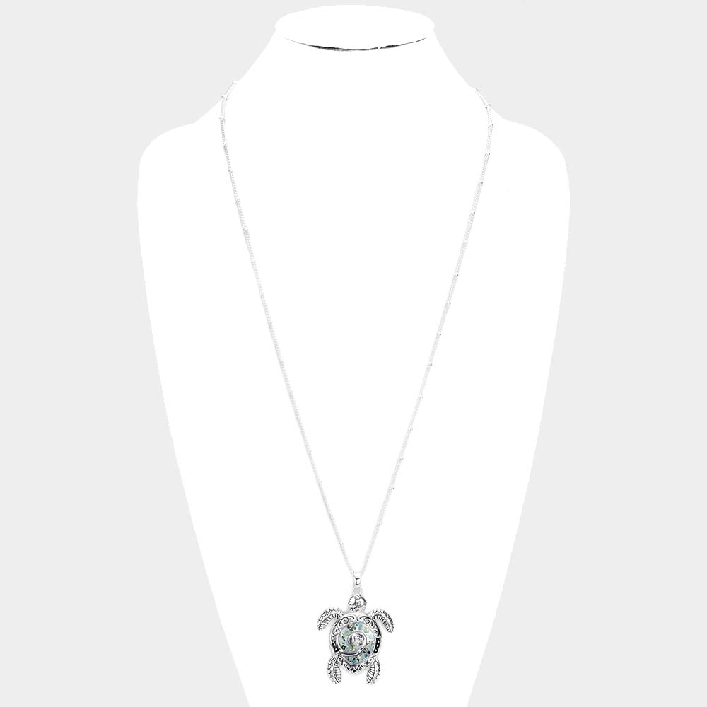 iLLASPARKZ Abalone Turtle Pendant Long Necklace