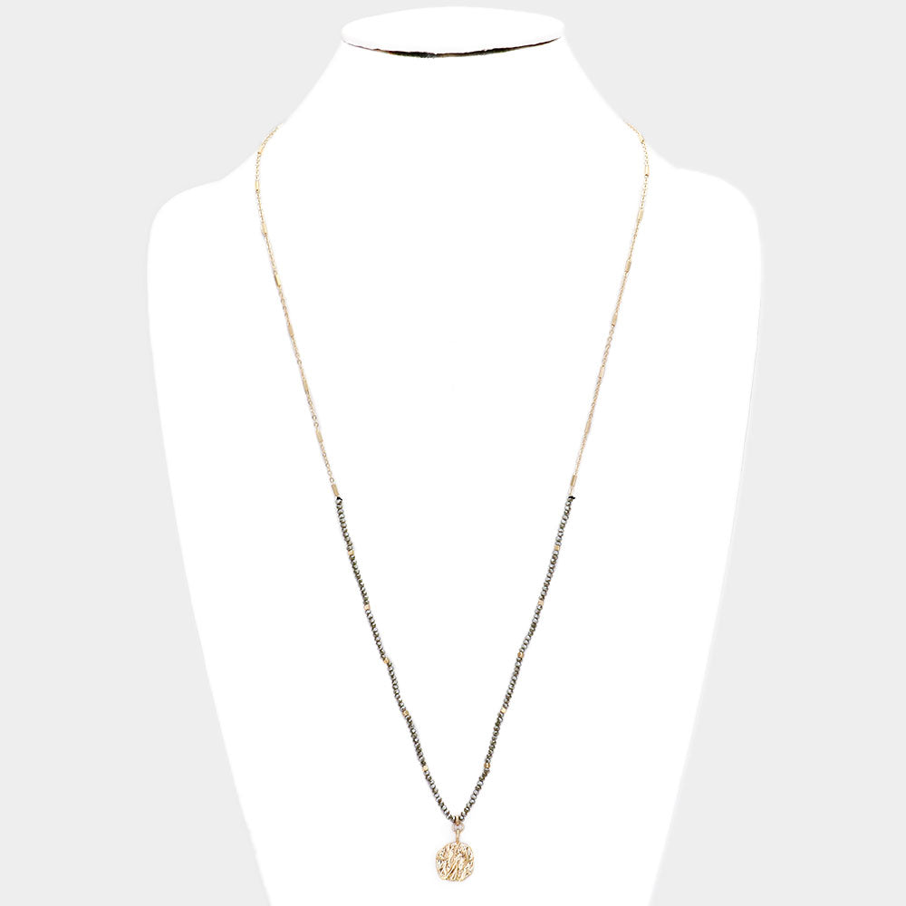 iLLASPARKZ Textured Gold Metal Beaded Long Necklace