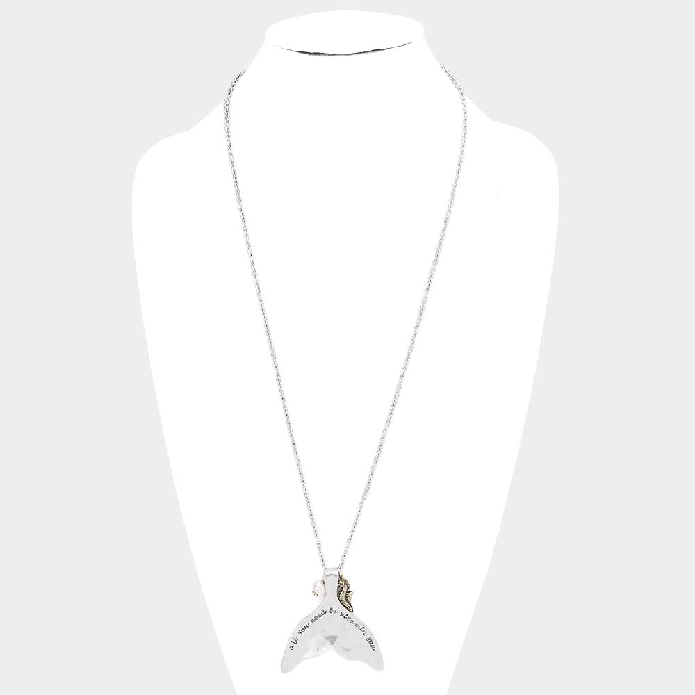 iLLASPARKZ All you need is vitamin sea Mermaid Tail Pendant Long Necklace