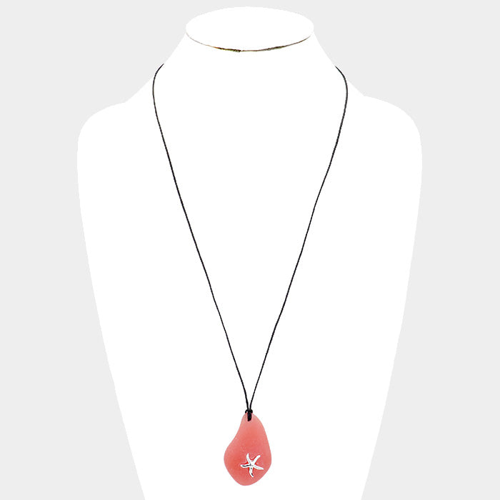 iLLASPARKZ Sea Glass Cord Starfish Metal Long Necklace