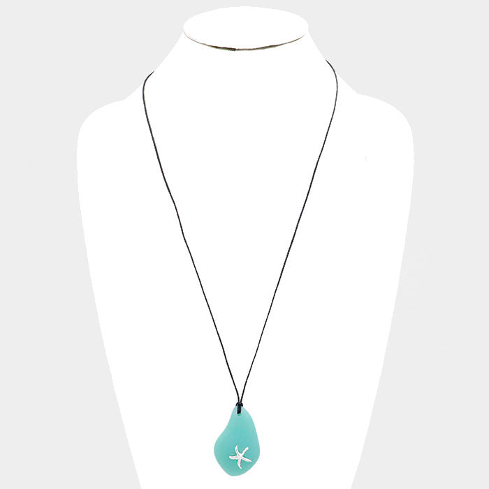 iLLASPARKZ Sea Glass Cord Starfish Metal Long Necklace