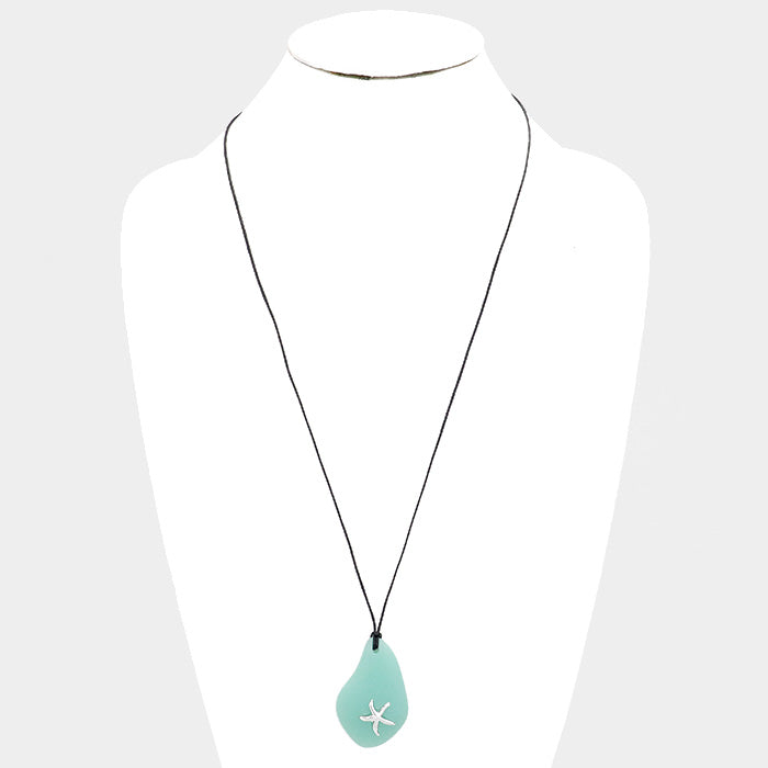 iLLASPARKZ Sea Glass Cord Starfish Metal Long Necklace