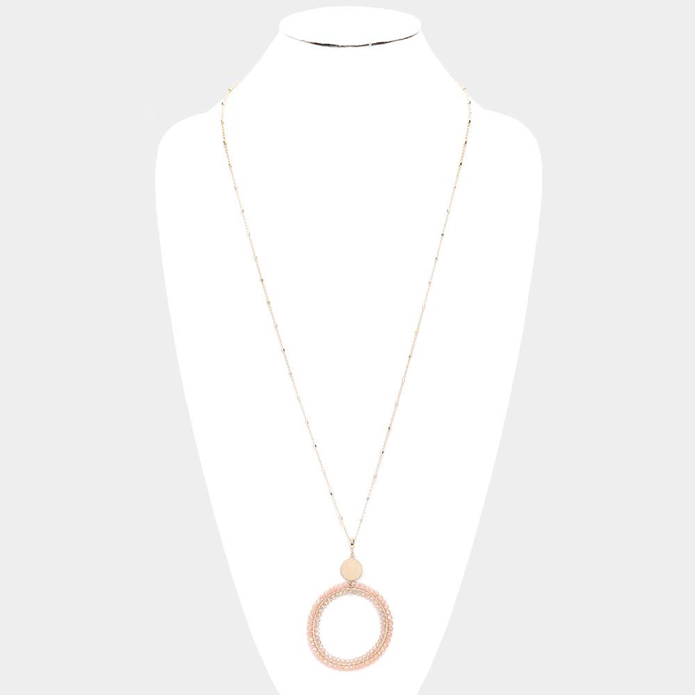 iLLASPARKZ Faceted Bead Open Circle Pendant Long Necklace