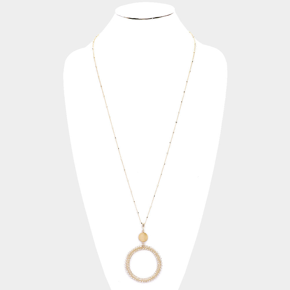 iLLASPARKZ Faceted Bead Open Circle Pendant Long Necklace
