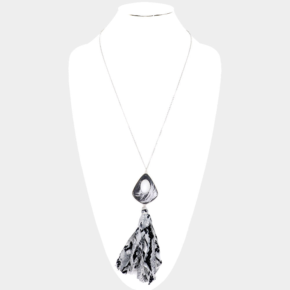 iLLASPARKZ Multi Pattern Fabric Tassel Pendant Long Necklace