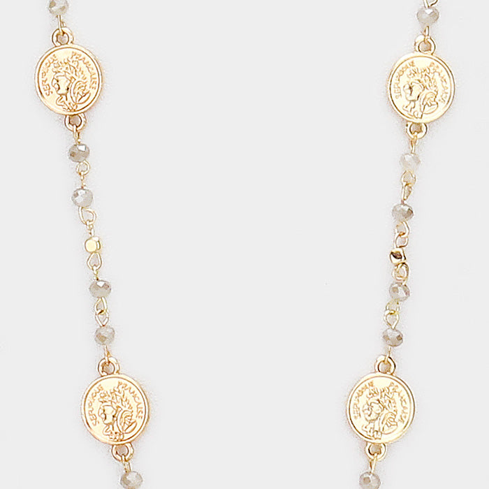 iLLASPARKZ Beaded American Coin Disc Station Long Necklace