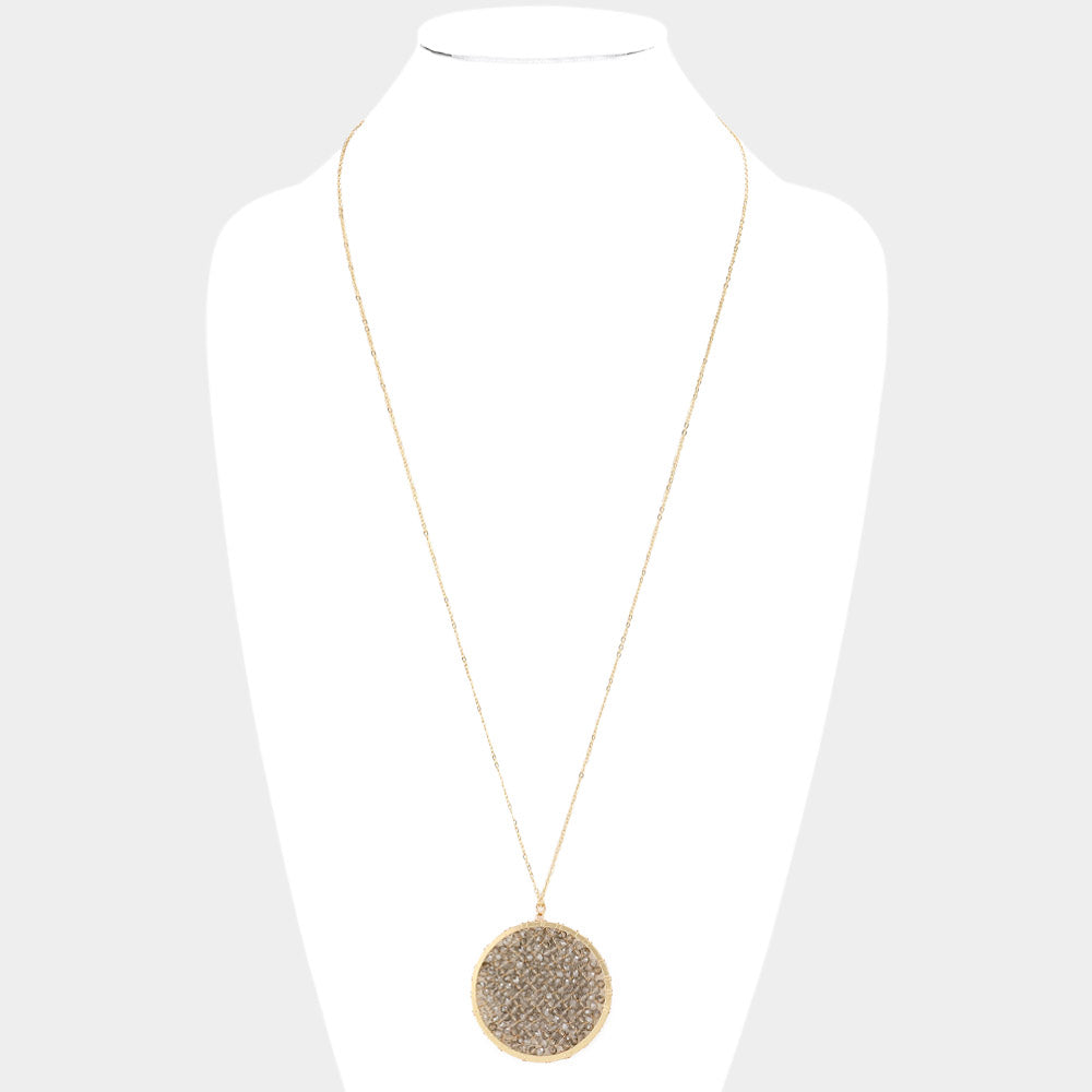 iLLASPARKZ Faceted Bead Wrapped Round Pendant Long Necklace