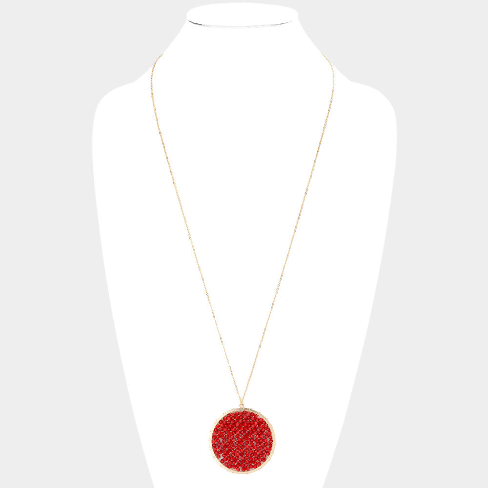 iLLASPARKZ Faceted Bead Wrapped Round Pendant Long Necklace