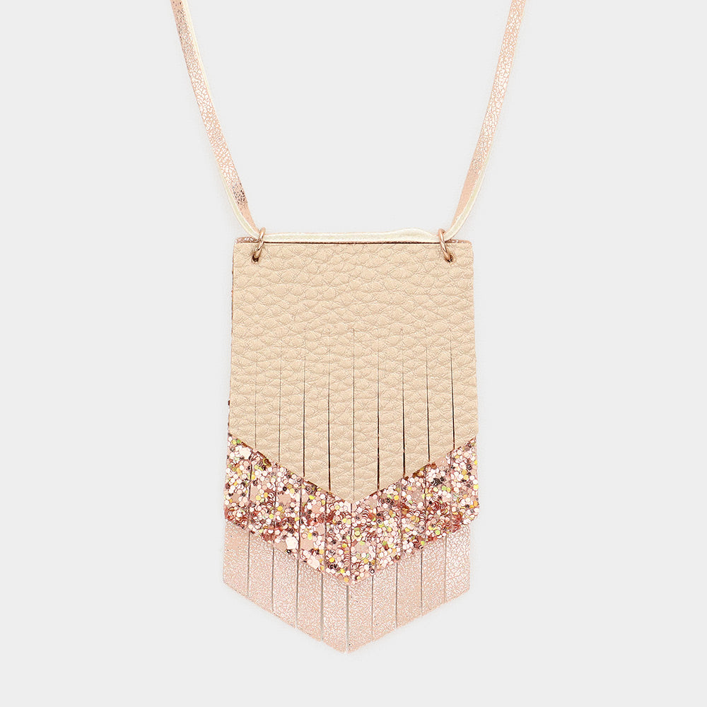 iLLASPARKZ Cut Faux Leather Pendant Long Necklace
