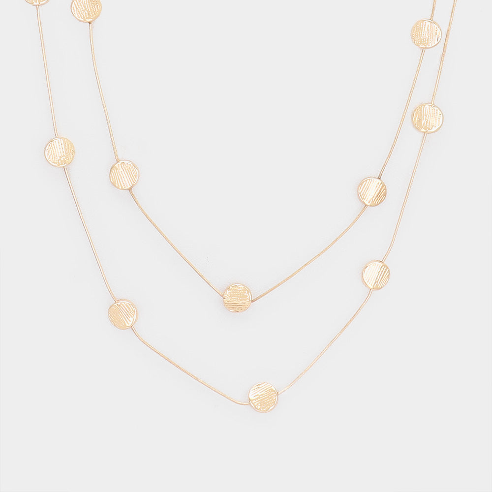 iLLASPARKZ Textured Metal Round Statement Layered Long Necklace