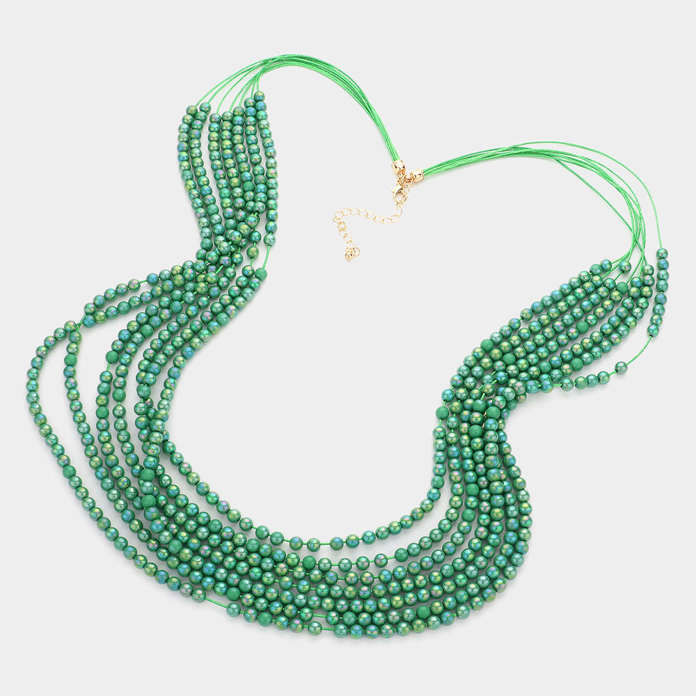 iLLASPARKZ Hologram Beaded Multi Layered Long Necklace