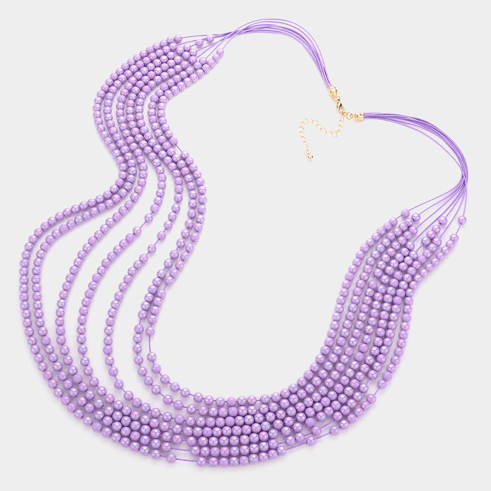 iLLASPARKZ Hologram Beaded Multi Layered Long Necklace