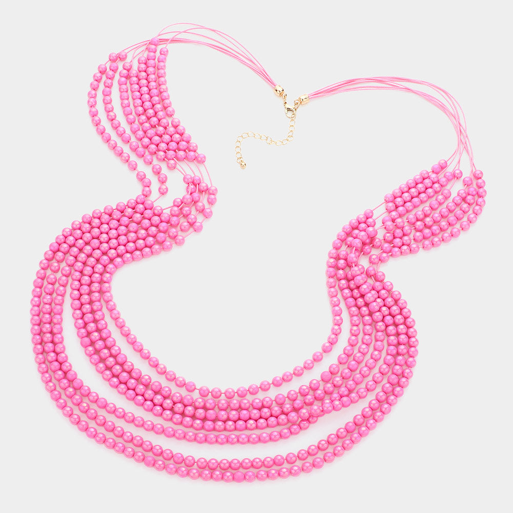 iLLASPARKZ Hologram Beaded Multi Layered Long Necklace