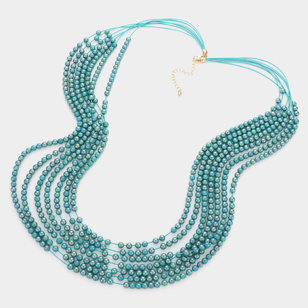 iLLASPARKZ Hologram Beaded Multi Layered Long Necklace