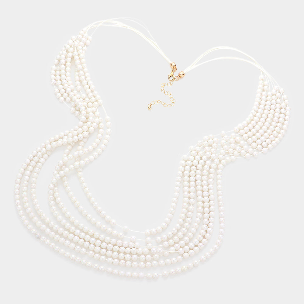 iLLASPARKZ Hologram Beaded Multi Layered Long Necklace