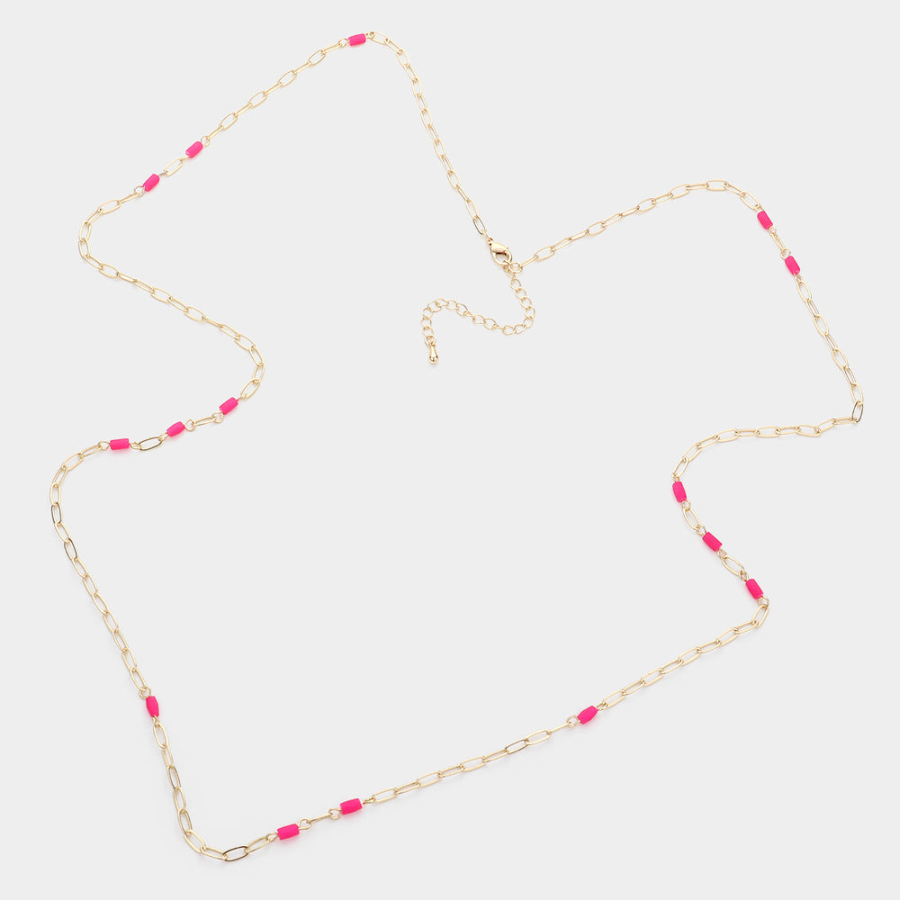 iLLASPARKZ Faceted Rectangle Bead Station Long Necklace
