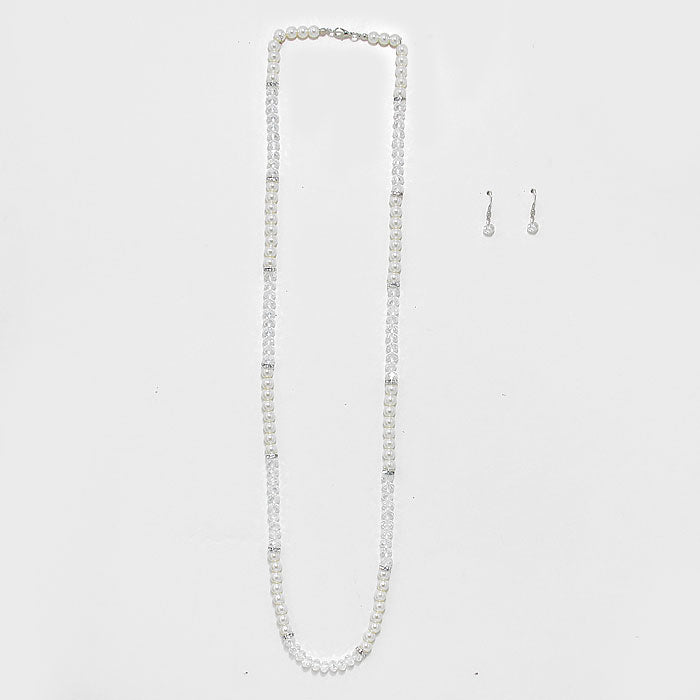 iLLASPARKZ Metallic Bead & Pearl Long Necklace