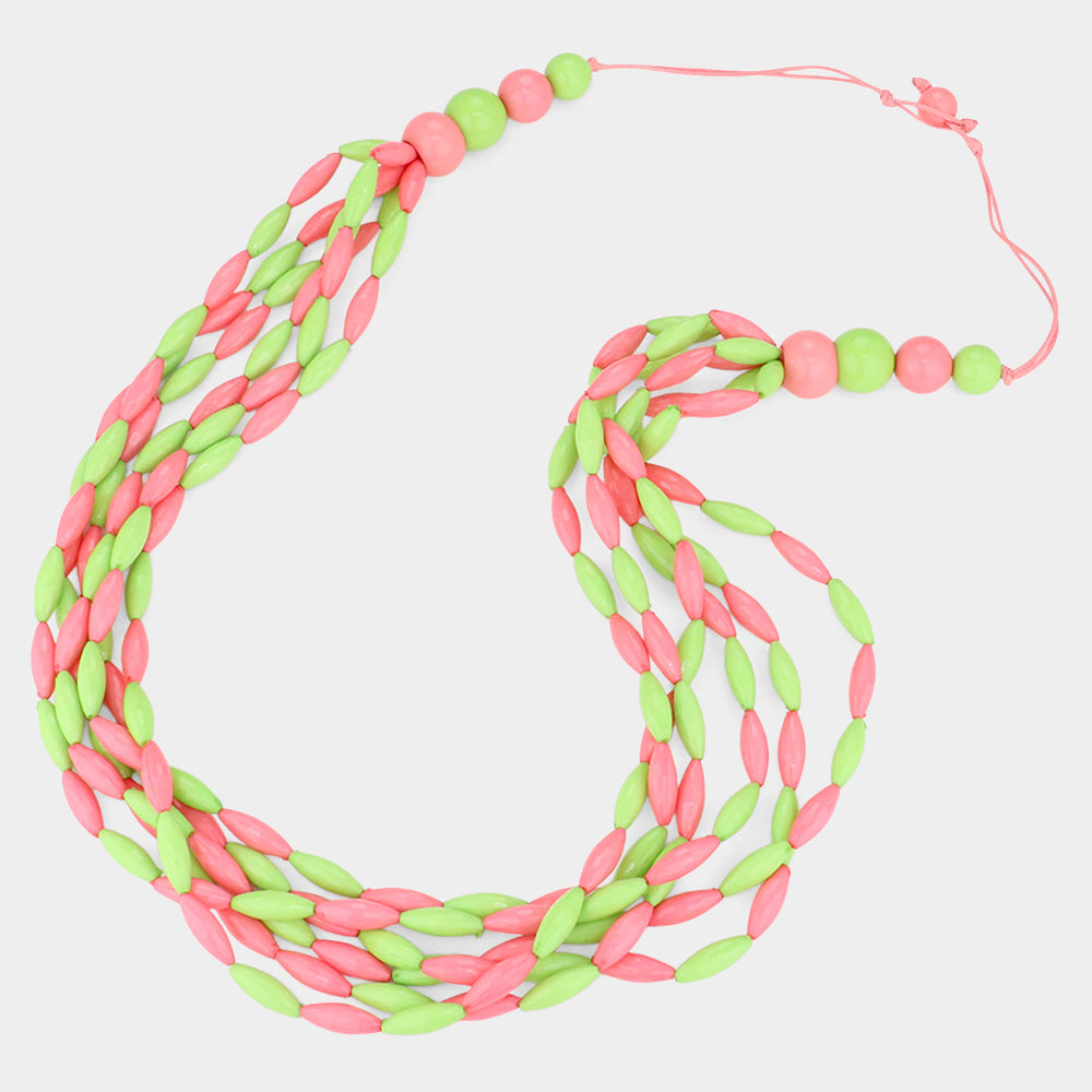 iLLASPARKZ Oval Beaded Multi Layered Statement Long Necklace