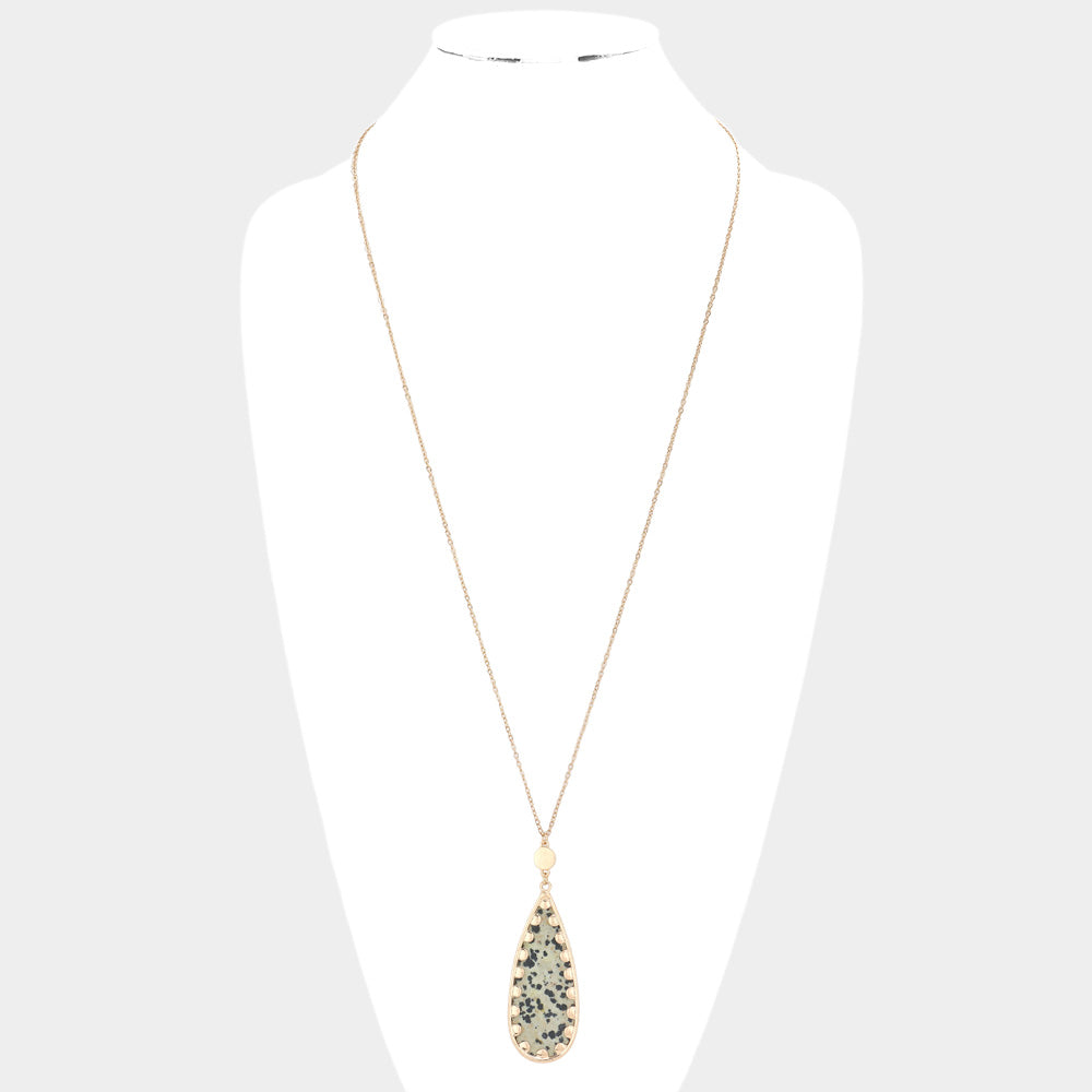 iLLASPARKZ Semi Precious Teardrop Pendant Long Necklace