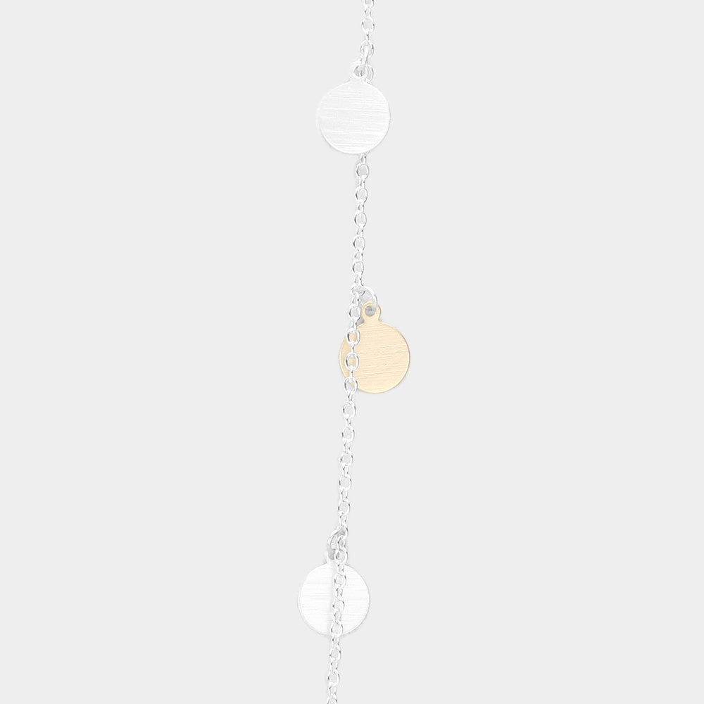 iLLASPARKZ Two Tone Metal Disc Station Long Necklace