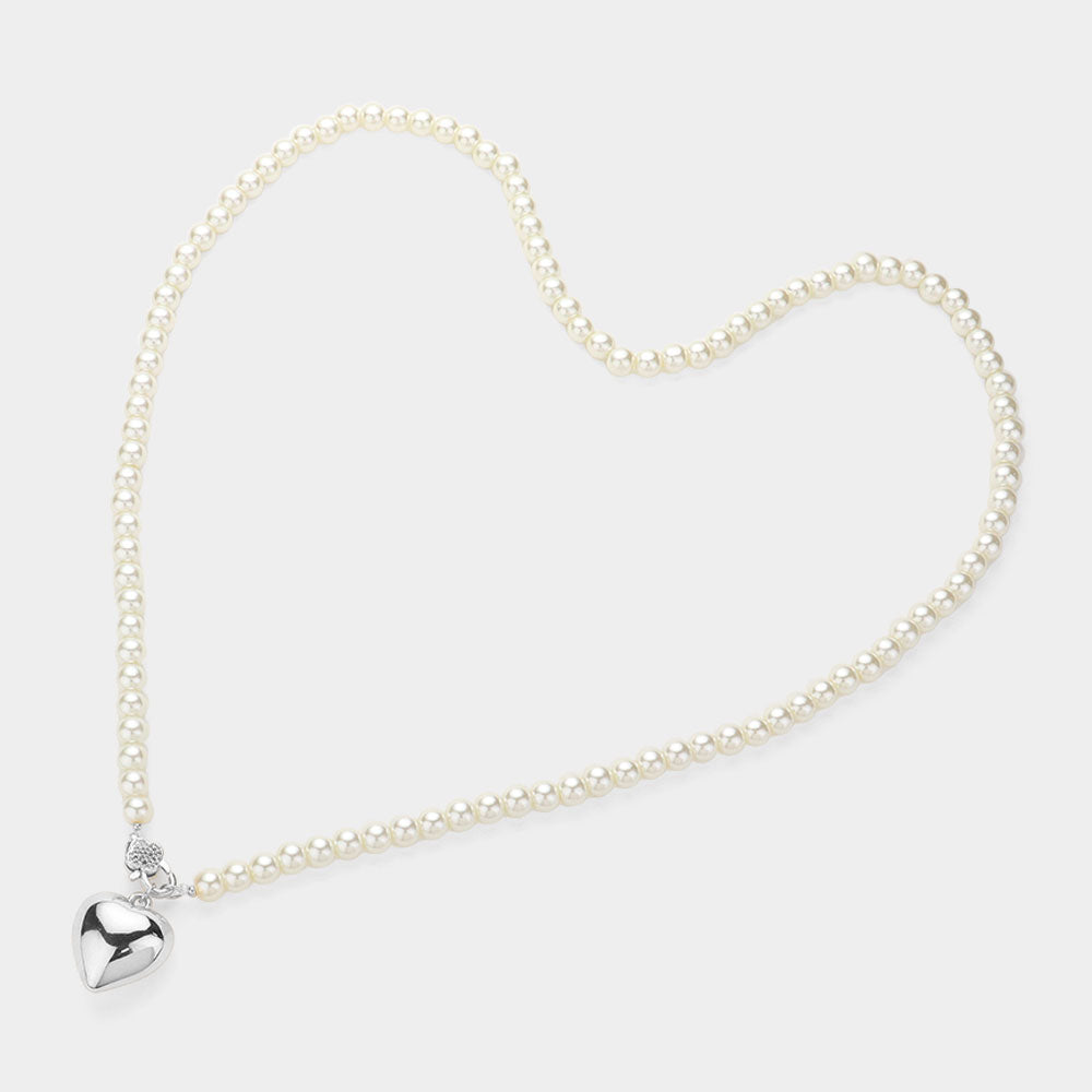 iLLASPARKZ Metal Heart Pendant Pearl Long Necklace