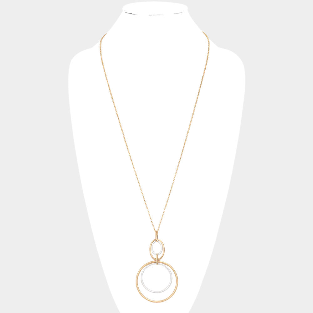 iLLASPARKZ Open Metal Oval Circle Link Pendant Long Necklace