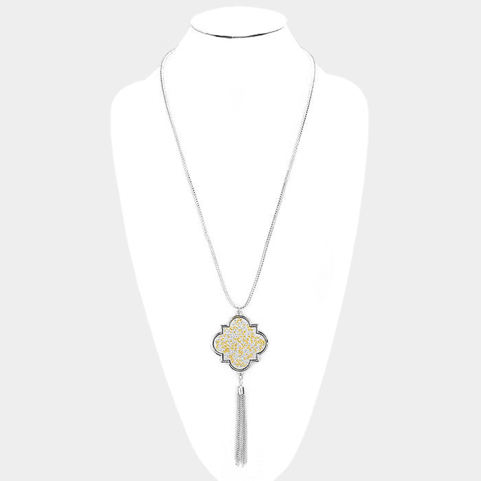iLLASPARKZ Two Tone Cut Out Petal Drop Chain Tassel Long Necklace