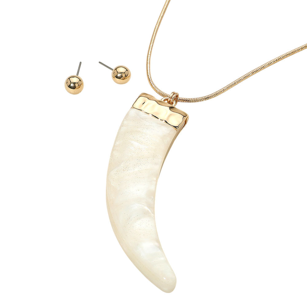 iLLASPARKZ Marbled Resin Horn Pendant Long Necklace