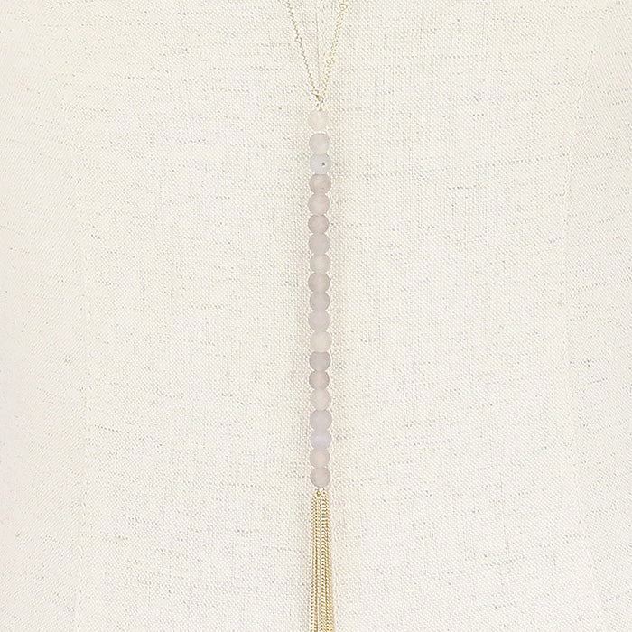 iLLASPARKZ Semi Precious Beaded Chain Tassel Long Necklace