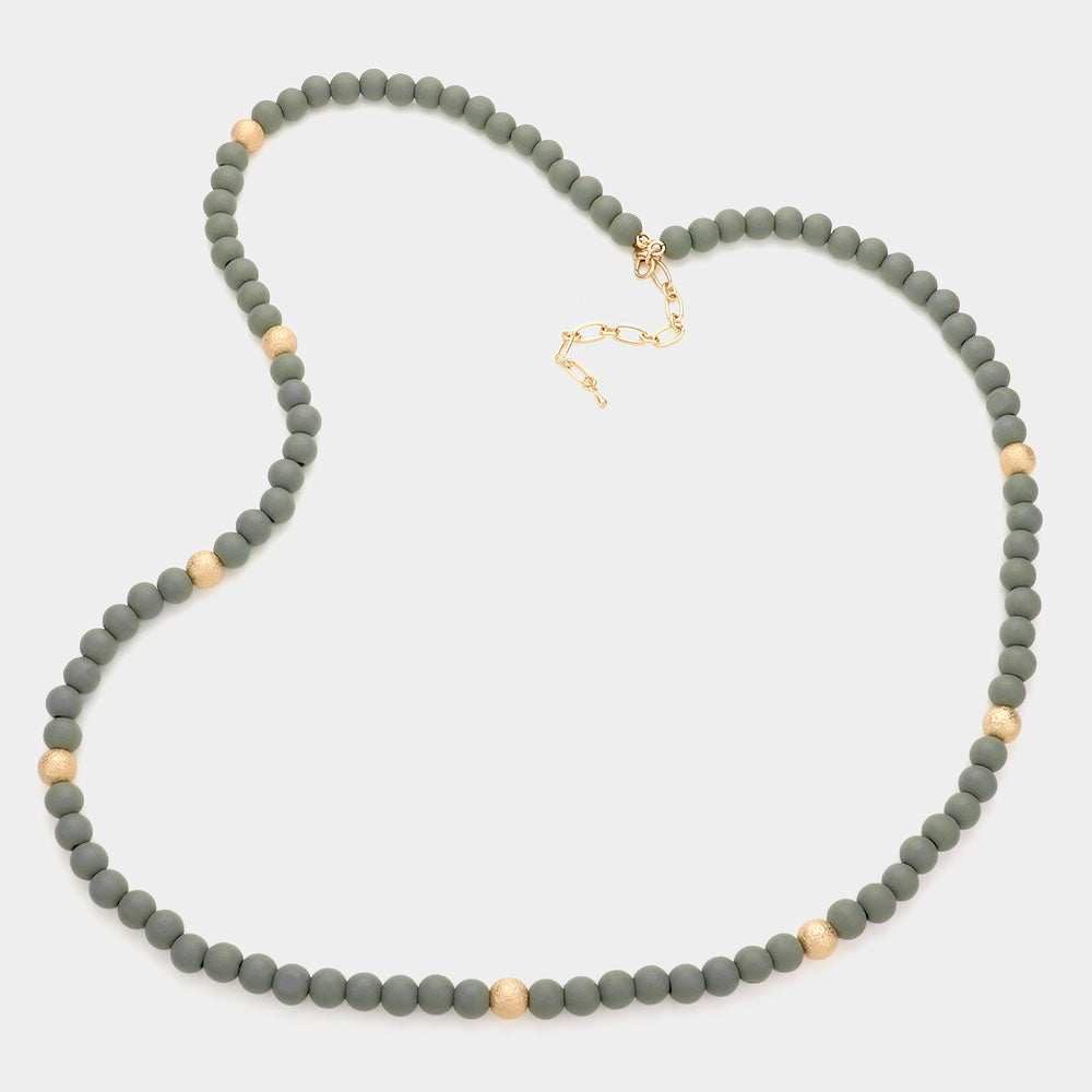 iLLASPARKZ Wood Metal Ball Long Necklace