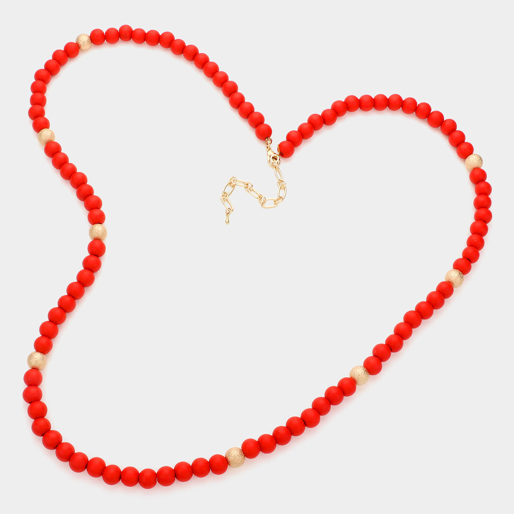 iLLASPARKZ Wood Metal Ball Long Necklace