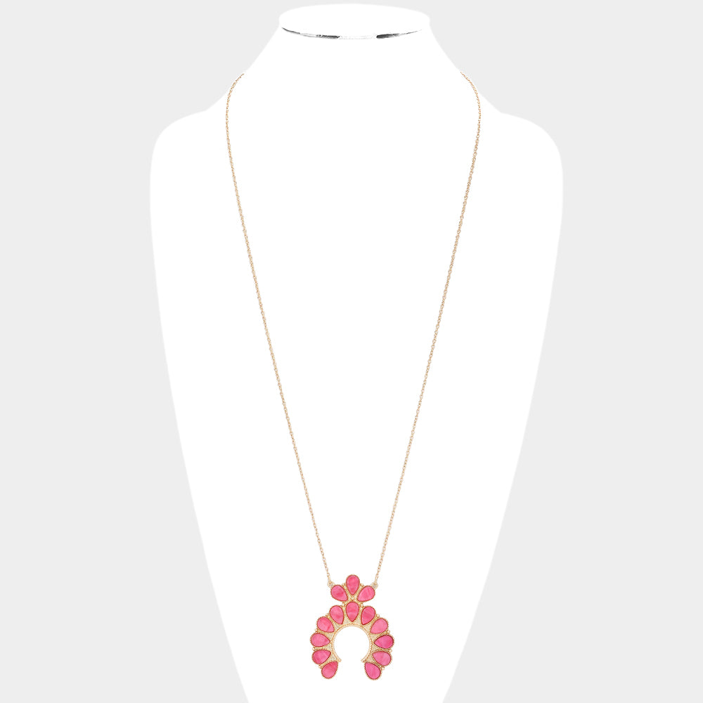 iLLASPARKZ Celluloid Acetate Teardrop Squash Blossom Pendant Long Necklace