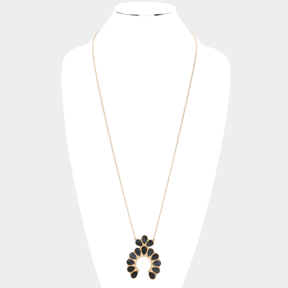 iLLASPARKZ Celluloid Acetate Teardrop Squash Blossom Pendant Long Necklace