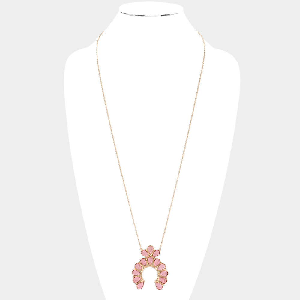 iLLASPARKZ Celluloid Acetate Teardrop Squash Blossom Pendant Long Necklace