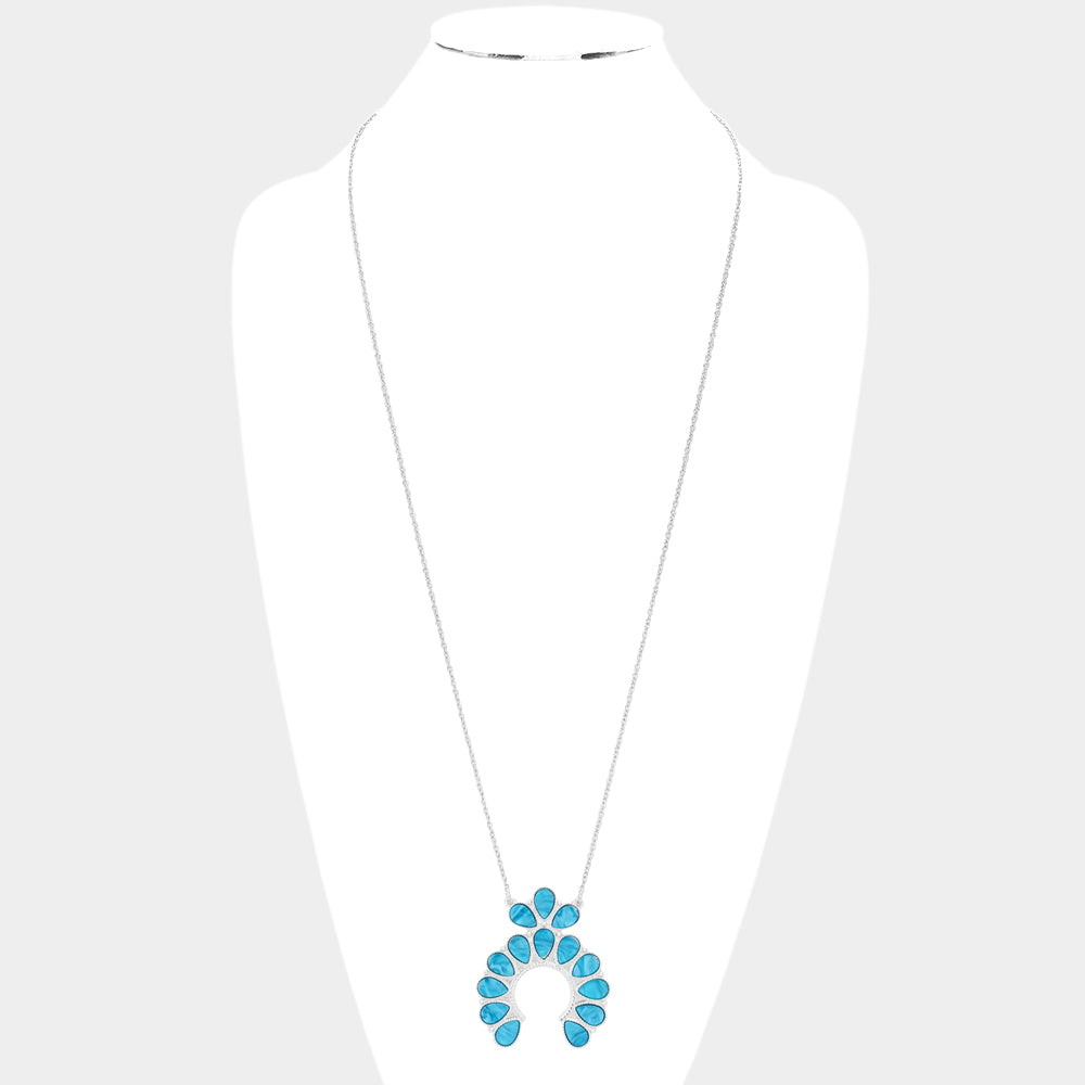 iLLASPARKZ Celluloid Acetate Teardrop Squash Blossom Pendant Long Necklace