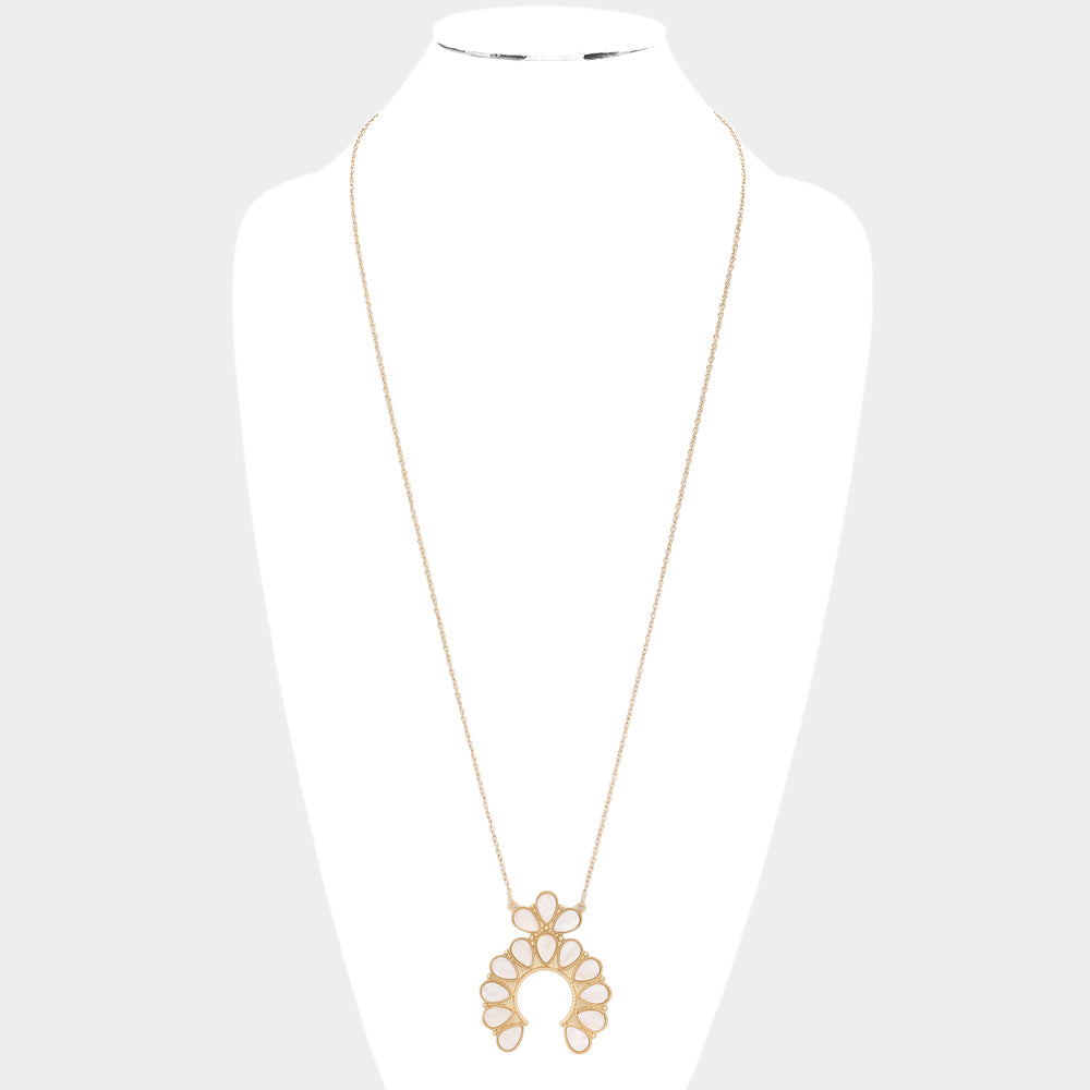 iLLASPARKZ Celluloid Acetate Teardrop Squash Blossom Pendant Long Necklace